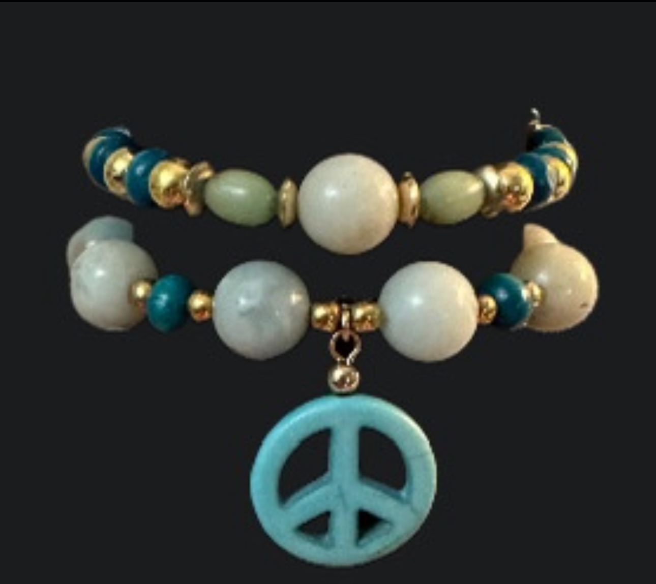 Natural Stone Peace Sign bracelet set