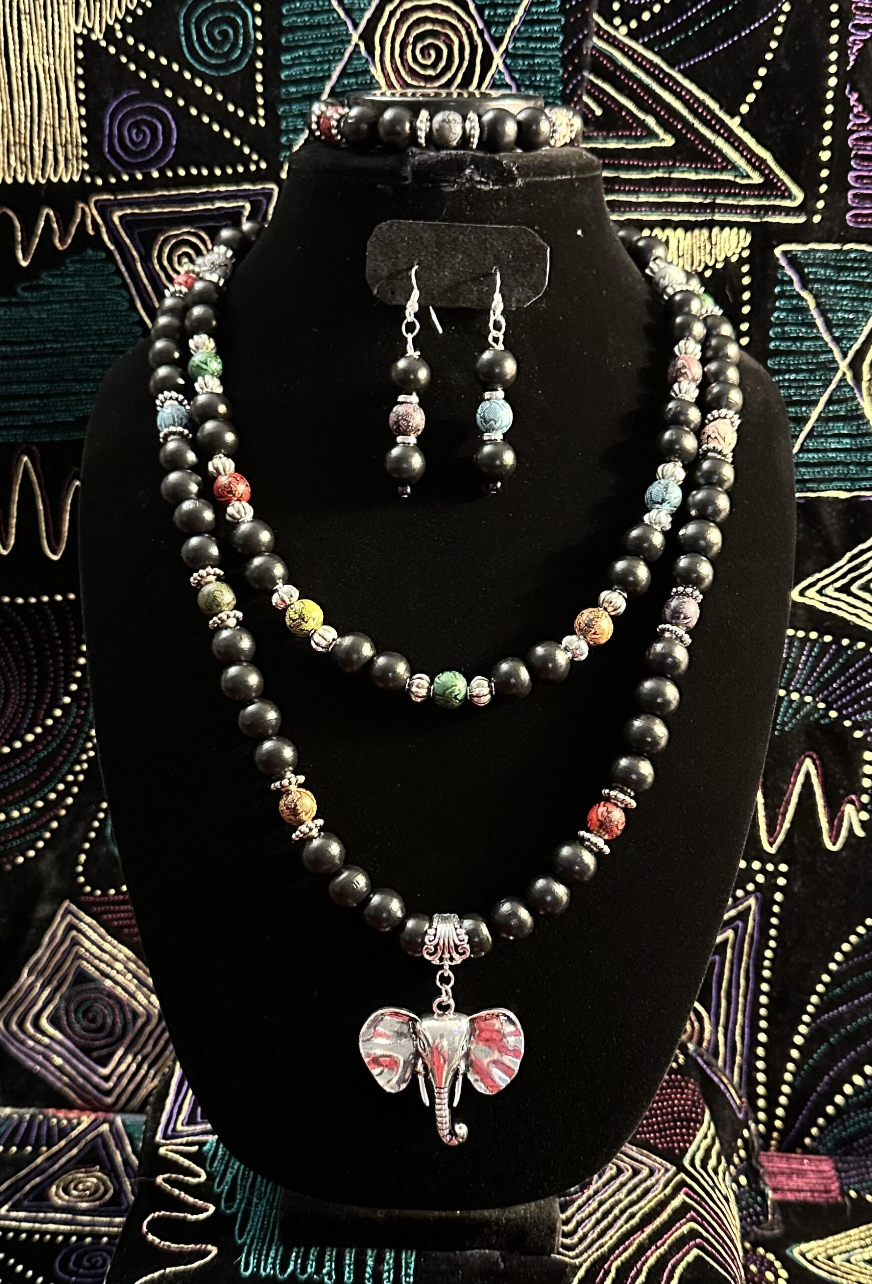 Multicolored animal print 4 piece necklace set