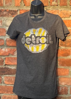 Detroit Yellow/Silver Glitter Kiss Lip Tee