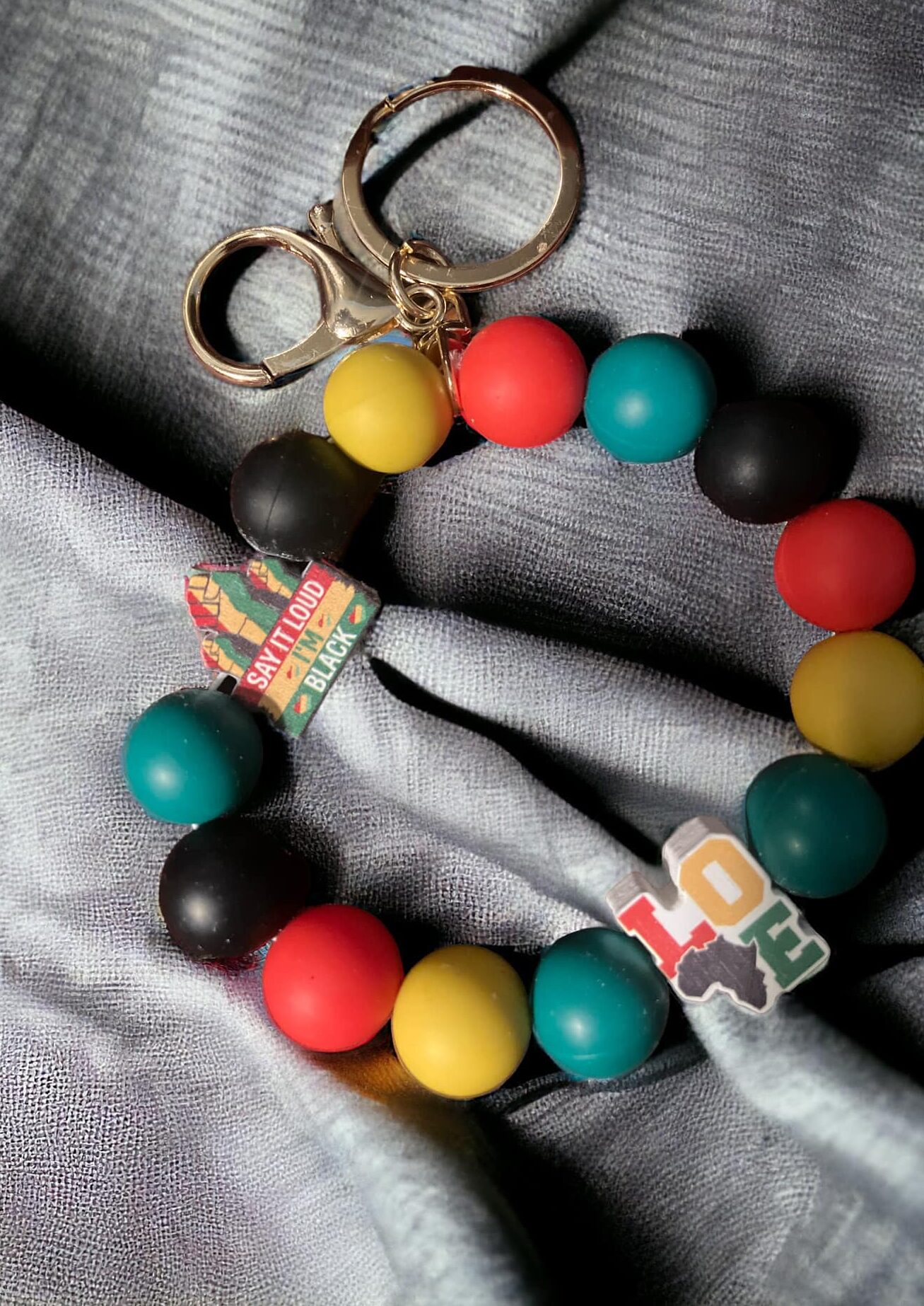 Black History Beaded silicone wristlet keychain