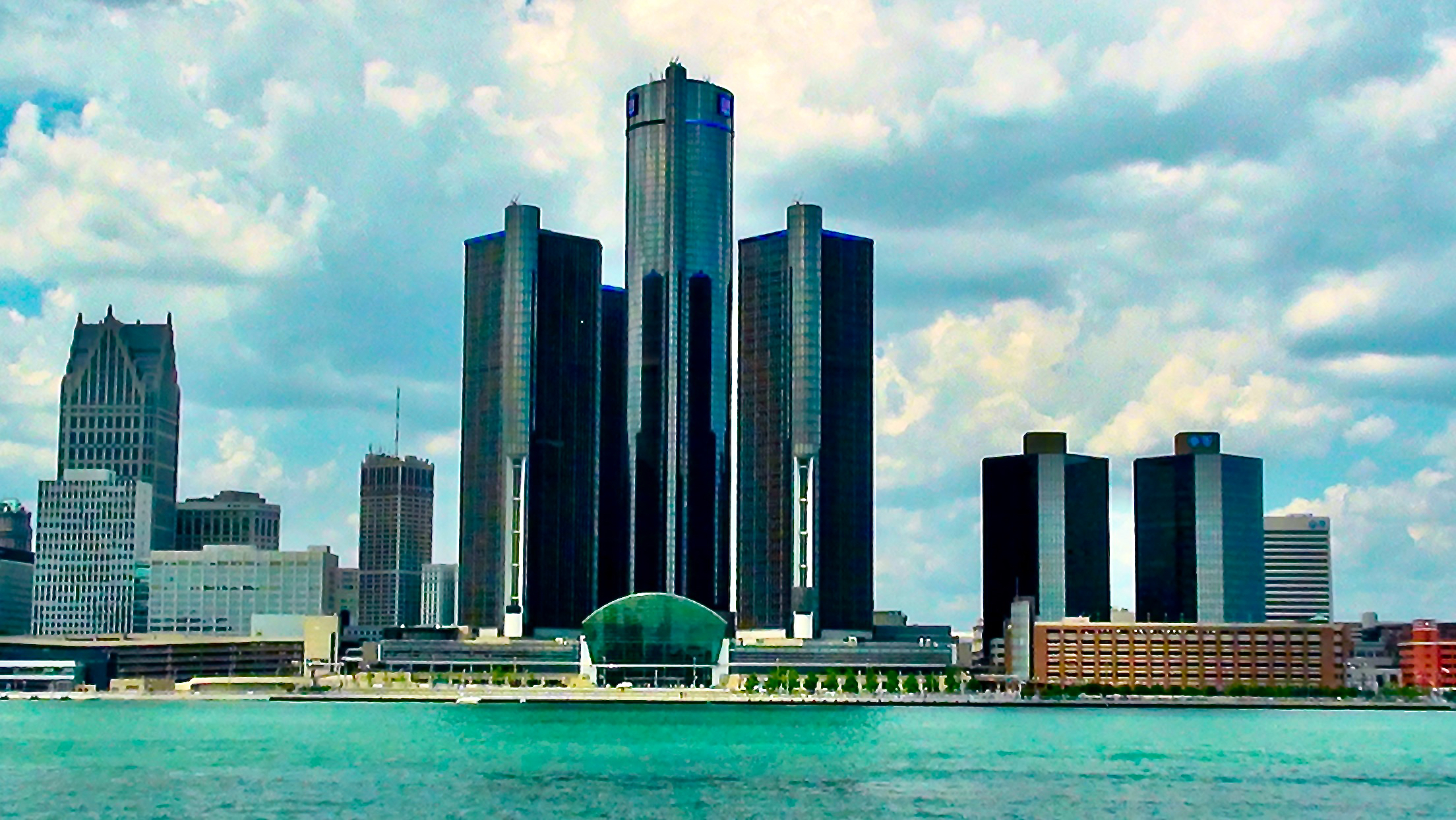 Detroit Cityscape (with green water)