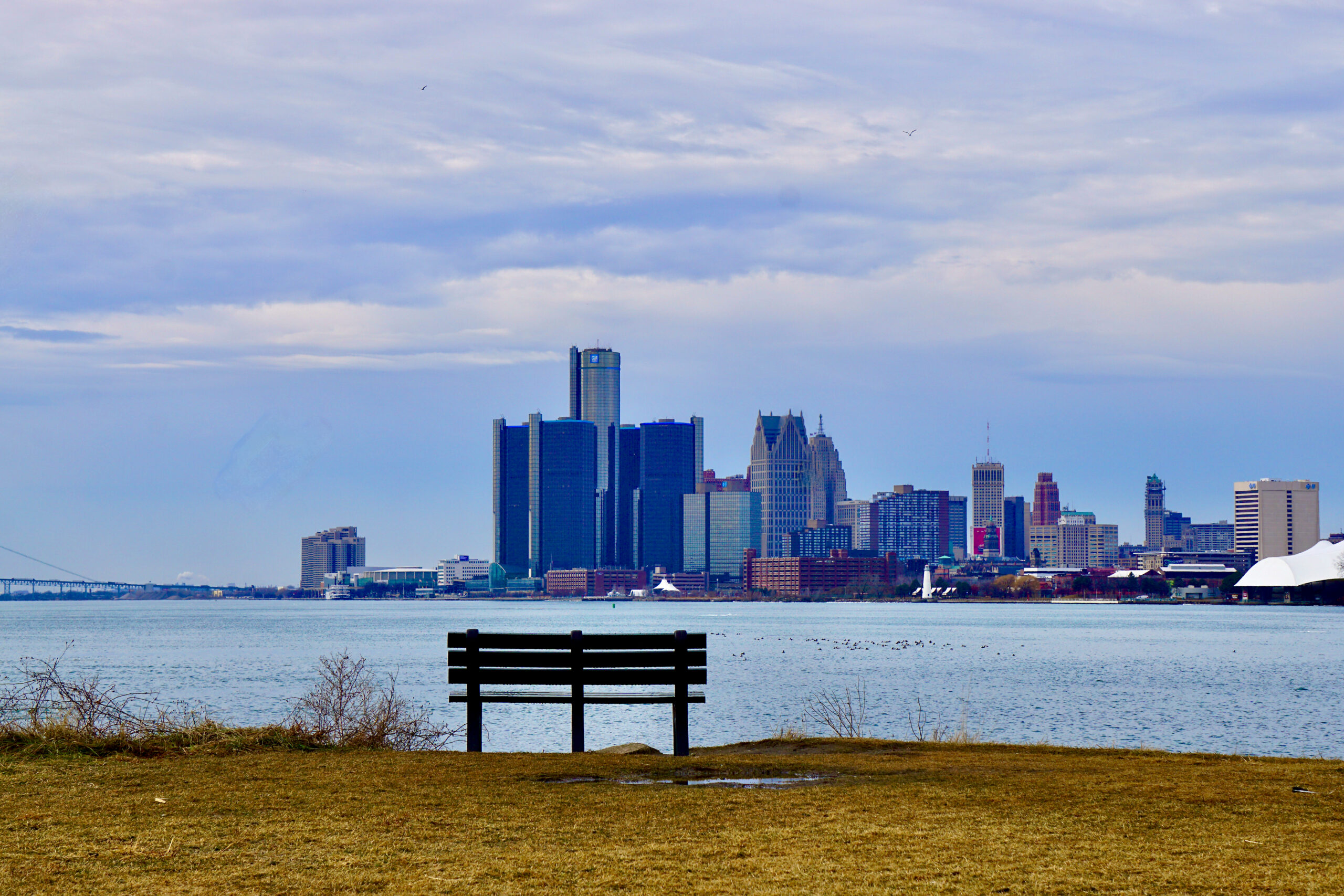 Detroit Cityscape (Belle Isle Bench View)