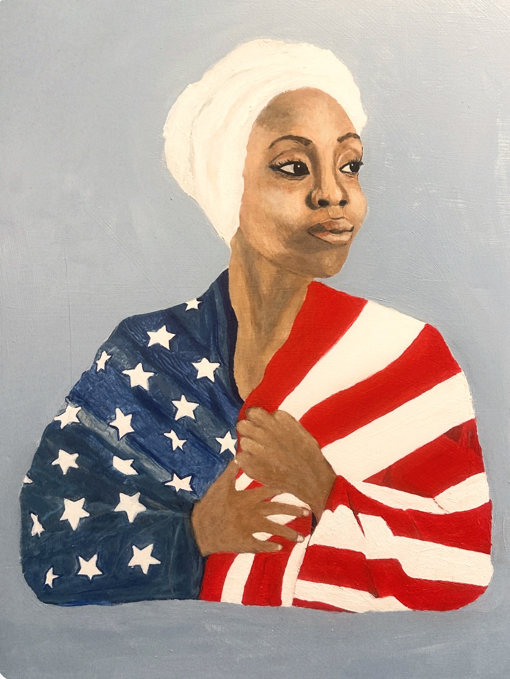 Thinking a beautiful black woman representing America
